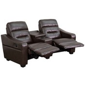 Futura Series 2-Seat Reclining Brown LeatherSoft Theater Seating Unit with Cup Holders, BT-70380-2-BRN-GG