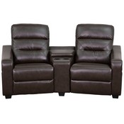 Futura Series 2-Seat Reclining Brown LeatherSoft Theater Seating Unit with Cup Holders, BT-70380-2-BRN-GG