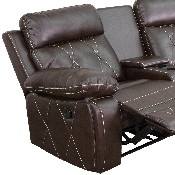 Reel Comfort Series 3-Seat Reclining Brown LeatherSoft Theater Seating Unit with Curved Cup Holders, BT-70530-3-BRN-CV-GG