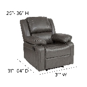 Harmony Series Gray LeatherSoft Recliner, BT-70597-1-GY-GG