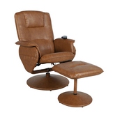 Cason Massaging Adjustable Recliner with Deep Side Pockets and Ottoman with Wrapped Base in Brown LeatherSoft, BT-753P-MASSAGE-CGN-GG