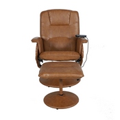 Cason Massaging Adjustable Recliner with Deep Side Pockets and Ottoman with Wrapped Base in Brown LeatherSoft, BT-753P-MASSAGE-CGN-GG