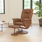 Cason Massaging Adjustable Recliner with Deep Side Pockets and Ottoman with Wrapped Base in Brown LeatherSoft, BT-753P-MASSAGE-CGN-GG