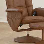 Cason Massaging Adjustable Recliner with Deep Side Pockets and Ottoman with Wrapped Base in Brown LeatherSoft, BT-753P-MASSAGE-CGN-GG