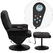 Massaging Multi-Position Recliner and Ottoman with Wrapped Base in Black LeatherSoft, BT-7600P-MASSAGE-BK-GG