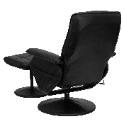 Massaging Multi-Position Recliner and Ottoman with Wrapped Base in Black LeatherSoft, BT-7600P-MASSAGE-BK-GG