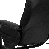 Massaging Multi-Position Recliner and Ottoman with Wrapped Base in Black LeatherSoft, BT-7600P-MASSAGE-BK-GG