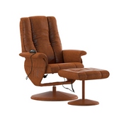 Hall Massaging Heat Controlled Adjustable Recliner and Ottoman with Wrapped Base in Brown LeatherSoft, BT-7600P-MASSAGE-CGN-GG