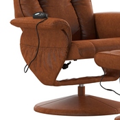 Hall Massaging Heat Controlled Adjustable Recliner and Ottoman with Wrapped Base in Brown LeatherSoft, BT-7600P-MASSAGE-CGN-GG