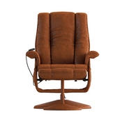 Hall Massaging Heat Controlled Adjustable Recliner and Ottoman with Wrapped Base in Brown LeatherSoft, BT-7600P-MASSAGE-CGN-GG