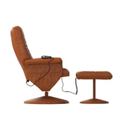 Hall Massaging Heat Controlled Adjustable Recliner and Ottoman with Wrapped Base in Brown LeatherSoft, BT-7600P-MASSAGE-CGN-GG