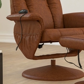 Hall Massaging Heat Controlled Adjustable Recliner and Ottoman with Wrapped Base in Brown LeatherSoft, BT-7600P-MASSAGE-CGN-GG