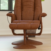 Hall Massaging Heat Controlled Adjustable Recliner and Ottoman with Wrapped Base in Brown LeatherSoft, BT-7600P-MASSAGE-CGN-GG