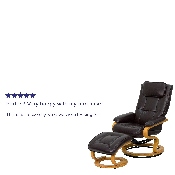 Contemporary Multi-Position Recliner and Ottoman with Swivel Maple Wood Base in Brown LeatherSoft, BT-7615-BN-CURV-GG