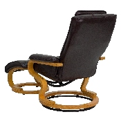 Contemporary Multi-Position Recliner and Ottoman with Swivel Maple Wood Base in Brown LeatherSoft, BT-7615-BN-CURV-GG