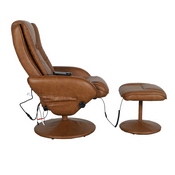 Poppy Massaging Multi-Position Plush Recliner with Side Pocket and Ottoman in Brown LeatherSoft, BT-7672-MASSAGE-CGN-GG