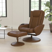 Poppy Massaging Multi-Position Plush Recliner with Side Pocket and Ottoman in Brown LeatherSoft, BT-7672-MASSAGE-CGN-GG