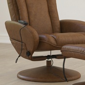 Poppy Massaging Multi-Position Plush Recliner with Side Pocket and Ottoman in Brown LeatherSoft, BT-7672-MASSAGE-CGN-GG