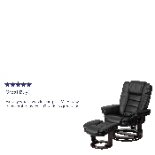 Contemporary Multi-Position Recliner with Horizontal Stitching and Ottoman with Swivel Mahogany Wood Base in Black LeatherSoft, BT-7818-BK-GG