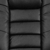 Contemporary Multi-Position Recliner with Horizontal Stitching and Ottoman with Swivel Mahogany Wood Base in Black LeatherSoft, BT-7818-BK-GG