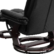 Contemporary Multi-Position Recliner with Horizontal Stitching and Ottoman with Swivel Mahogany Wood Base in Black LeatherSoft, BT-7818-BK-GG