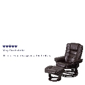 Contemporary Multi-Position Recliner with Horizontal Stitching and Ottoman with Swivel Mahogany Wood Base in Brown LeatherSoft, BT-7818-BN-GG
