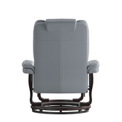 Bali Contemporary Multi-Position Recliner with Horizontal Stitching and Ottoman with Swivel Mahogany Wood Base in Gray LeatherSoft, BT-7818-GY-GG