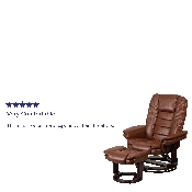 Contemporary Multi-Position Recliner with Horizontal Stitching and Ottoman with Swivel Mahogany Wood Base in Brown Vintage Leather, BT-7818-VIN-GG