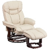 Recliner Chair with Ottoman - Beige LeatherSoft Swivel Recliner Chair with Ottoman Footrest, BT-7821-BGE-GG