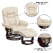 Recliner Chair with Ottoman - Beige LeatherSoft Swivel Recliner Chair with Ottoman Footrest, BT-7821-BGE-GG