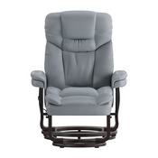 Allie Recliner Chair with Ottoman, Gray LeatherSoft Swivel Recliner Chair with Ottoman Footrest, BT-7821-GY-GG
