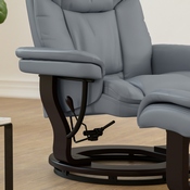 Allie Recliner Chair with Ottoman, Gray LeatherSoft Swivel Recliner Chair with Ottoman Footrest, BT-7821-GY-GG