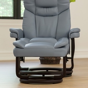 Allie Recliner Chair with Ottoman, Gray LeatherSoft Swivel Recliner Chair with Ottoman Footrest, BT-7821-GY-GG