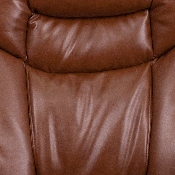 Contemporary Multi-Position Recliner and Curved Ottoman with Swivel Mahogany Wood Base in Brown Vintage LeatherSoft, BT-7821-VIN-GG