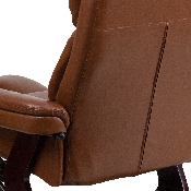 Contemporary Multi-Position Recliner and Curved Ottoman with Swivel Mahogany Wood Base in Brown Vintage LeatherSoft, BT-7821-VIN-GG