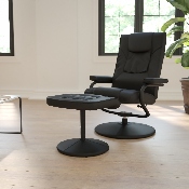 Contemporary Multi-Position Recliner and Ottoman with Wrapped Base in Black LeatherSoft, BT-7862-BK-GG