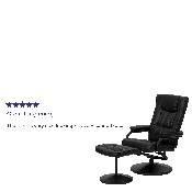Contemporary Multi-Position Recliner and Ottoman with Wrapped Base in Black LeatherSoft, BT-7862-BK-GG