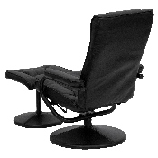 Contemporary Multi-Position Recliner and Ottoman with Wrapped Base in Black LeatherSoft, BT-7862-BK-GG