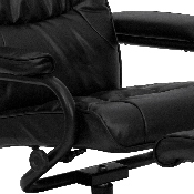 Contemporary Multi-Position Recliner and Ottoman with Wrapped Base in Black LeatherSoft, BT-7862-BK-GG