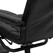 Contemporary Multi-Position Recliner and Ottoman with Wrapped Base in Black LeatherSoft, BT-7862-BK-GG