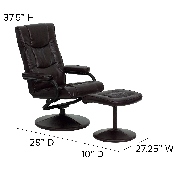Contemporary Multi-Position Recliner and Ottoman with Wrapped Base in Brown LeatherSoft, BT-7862-BN-GG