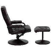 Contemporary Multi-Position Recliner and Ottoman with Wrapped Base in Brown LeatherSoft, BT-7862-BN-GG