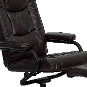 Contemporary Multi-Position Recliner and Ottoman with Wrapped Base in Brown LeatherSoft, BT-7862-BN-GG
