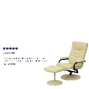 Contemporary Multi-Position Recliner and Ottoman with Wrapped Base in Cream LeatherSoft, BT-7862-CREAM-GG
