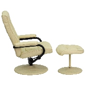 Contemporary Multi-Position Recliner and Ottoman with Wrapped Base in Cream LeatherSoft, BT-7862-CREAM-GG
