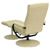 Contemporary Multi-Position Recliner and Ottoman with Wrapped Base in Cream LeatherSoft, BT-7862-CREAM-GG