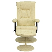 Contemporary Multi-Position Recliner and Ottoman with Wrapped Base in Cream LeatherSoft, BT-7862-CREAM-GG