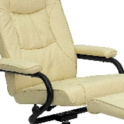 Contemporary Multi-Position Recliner and Ottoman with Wrapped Base in Cream LeatherSoft, BT-7862-CREAM-GG