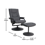 Rachel Contemporary Multi-Position Recliner and Ottoman with Wrapped Base in Gray LeatherSoft, BT-7862-GY-GG