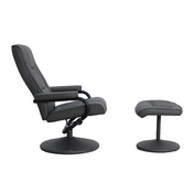 Rachel Contemporary Multi-Position Recliner and Ottoman with Wrapped Base in Gray LeatherSoft, BT-7862-GY-GG